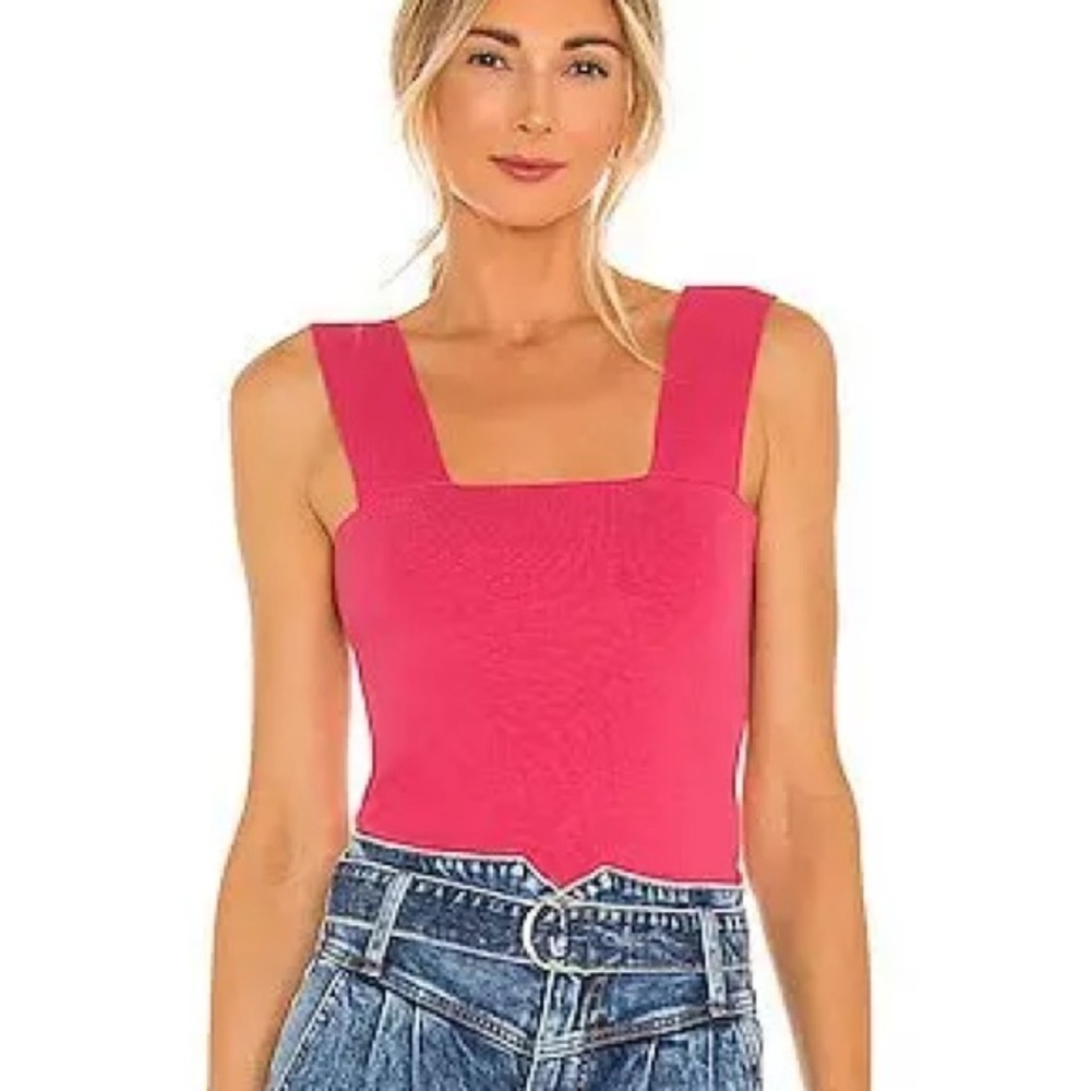 525 America Fitted Open Back Square Neck Tank in Pink